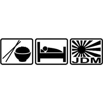 

16.3CM*4.1CM Eat Sleep JDM Decal Sticker Car Truck Window Car sticker And Accessories Cartoon Styling Black Sliver C8-0835