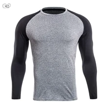 Мужские компрессионные футболки для бега реглан с длинным рукавом в стиле пэчворк, футболки с принтом, быстросохнущие топы, тренажерные залы, фитнес, MMA, эластичная спортивная одежда