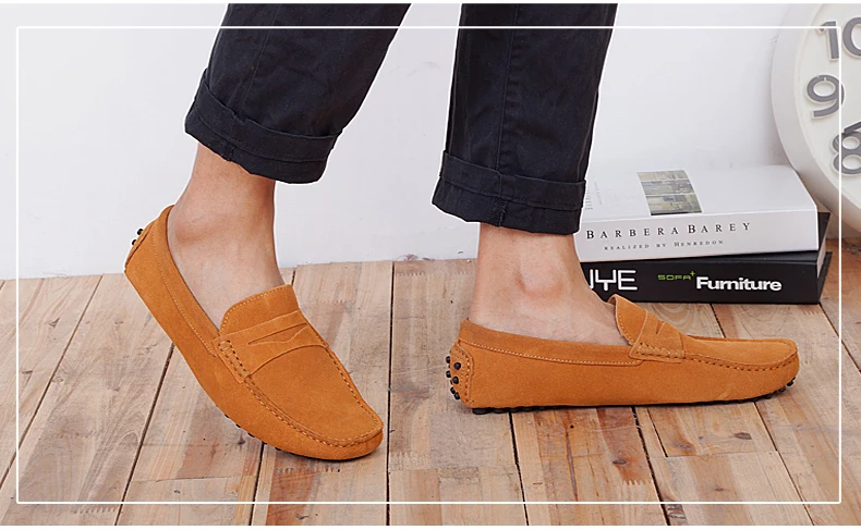 Mens Leather Casual Shoes Men Fashion Loafers Mens Leather Driving Shoes Suede Leather Men Loafers Moccasins Dress Shoe Penny Loafer (3)