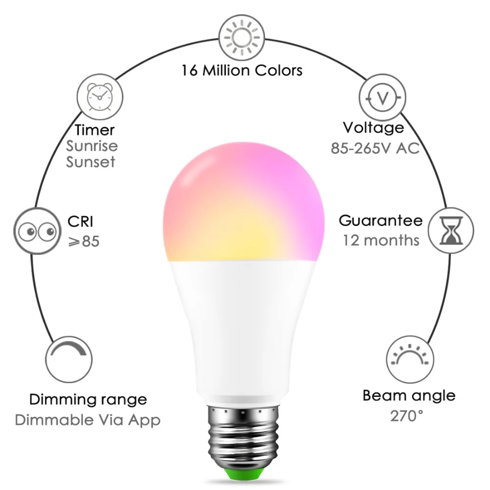  E27 RGBW Bluetooth 4.0 LED Light 15W APP Smart Voice Music Control Light Multi-Color LED Bulb Famil - 33003958927