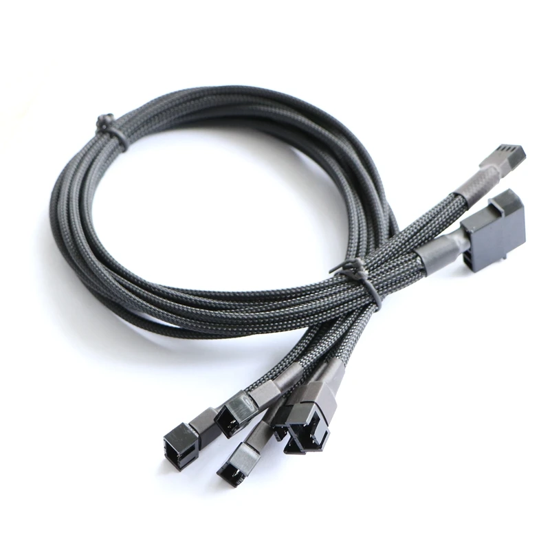 10 шт./лот 45 см черный рукав 4Pin IDE Molex до 5x PWM разделитель вентилятора кабель