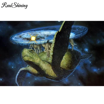 

REALSHINING DIY 3d diamond Painting cross stitch Turtle Elephants diamond mosaic embroidery For Living Room Wall Art FS2578