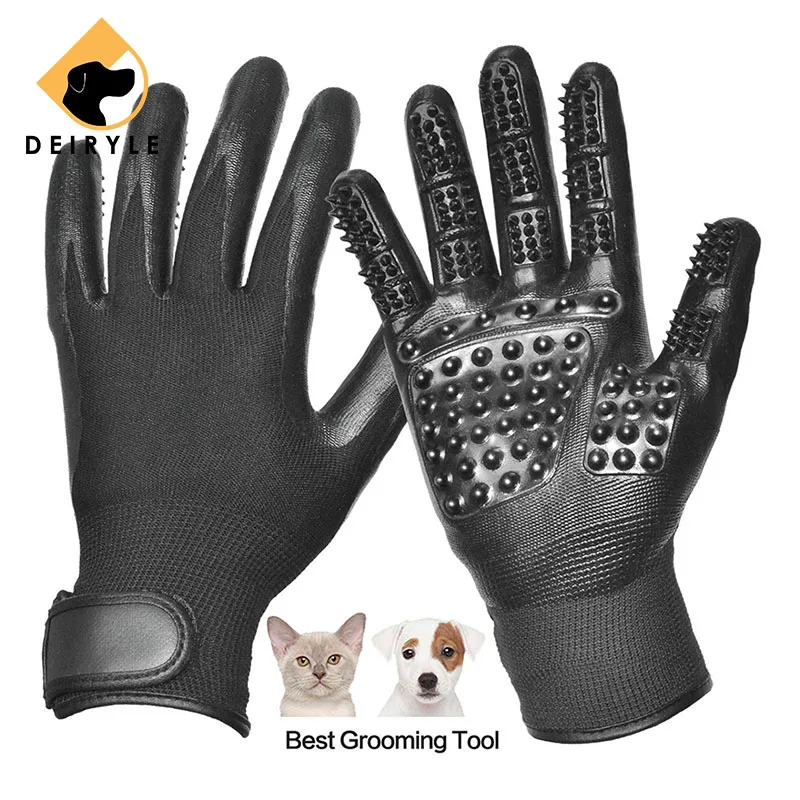 DEIRYLE 1 Pair Pet Grooming Glove Five Finger Comb Bathing Shedding Massage Tool for Long or Short Hair Dogs Cats | Дом и сад