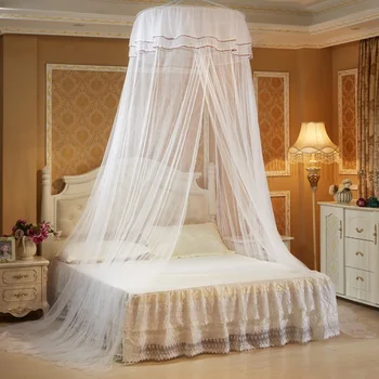 

Palace Style Dome Lace Hanging Polyester Elegant Portable Bedroom Mosquito Nets Round Lace Bed Curtain Dome Comfy Kids Tent