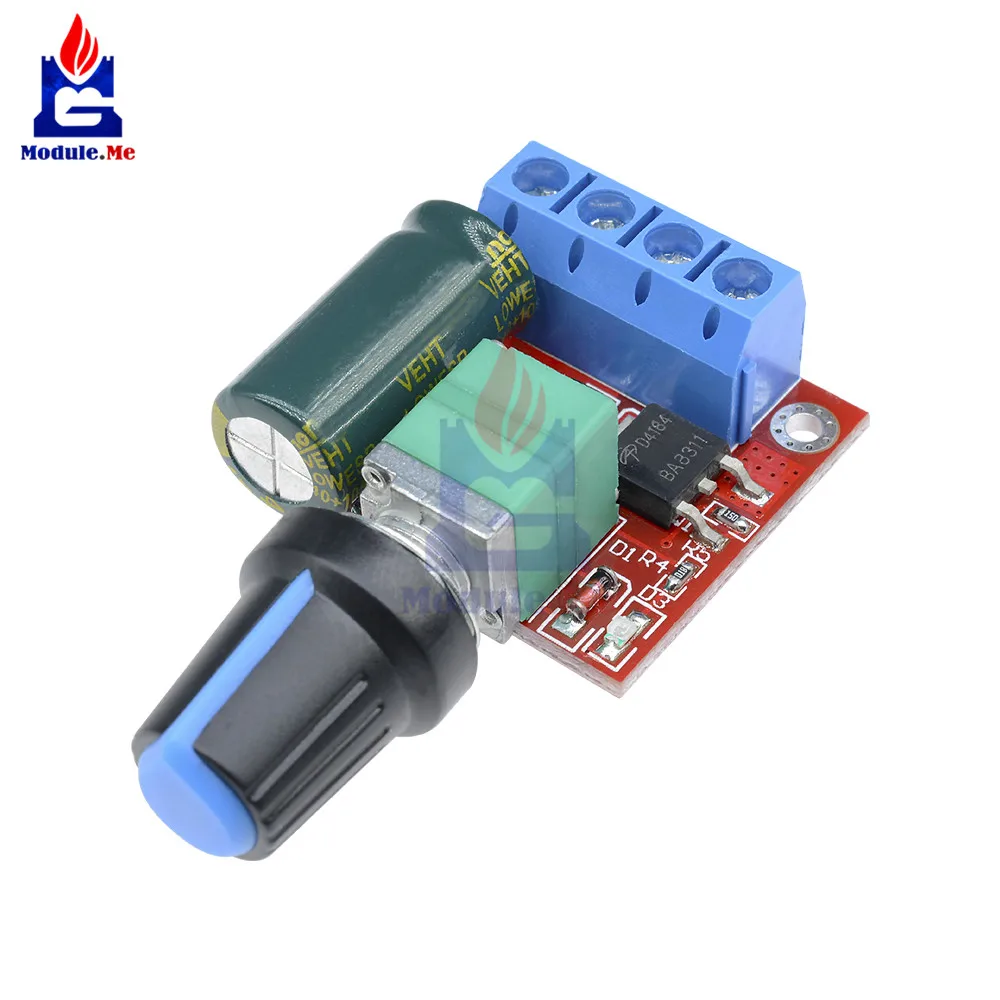 

LED PWM DC Motor Controller Speed Control Board Switch Dimming Max 90W Module DC 4.5V-35V 5A 20khz Adjust