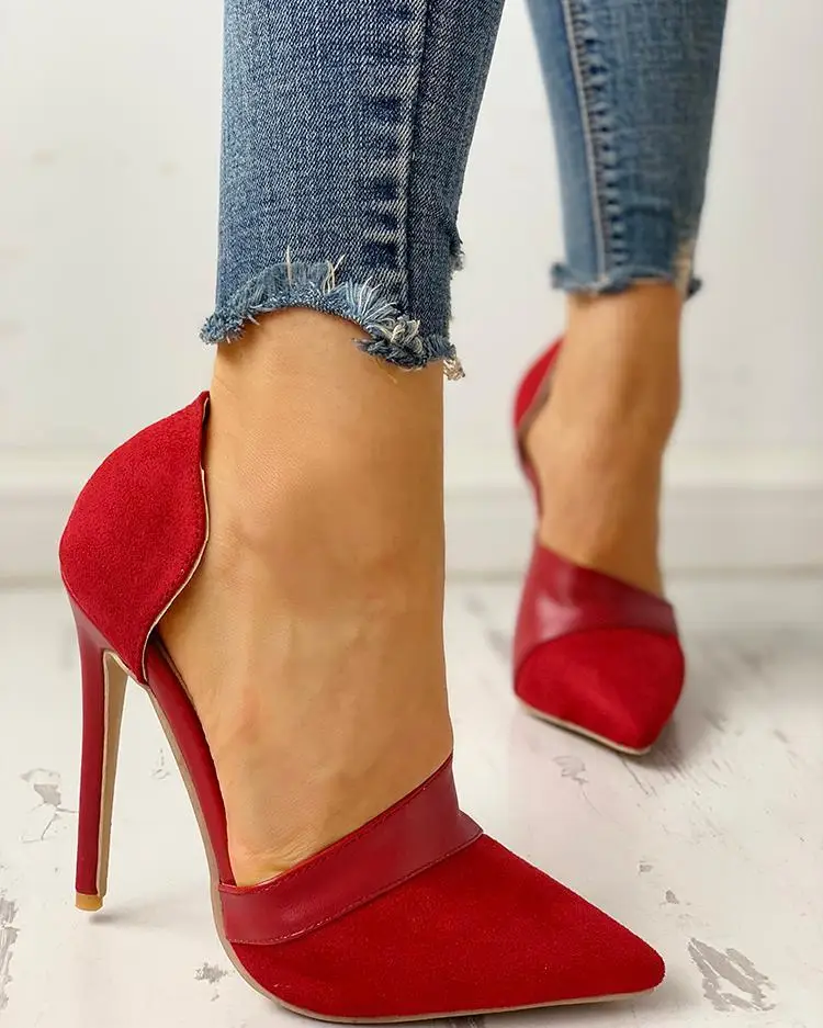 

Fashion Flock High Heels Women Pumps Pointed Toe Work Woman Shoes Weeding Shoes Office Career Elegant Pumps