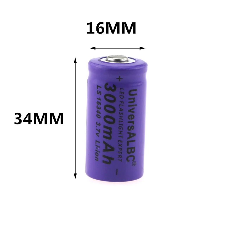 3000mAh перезаряжаемая 16340 батарея 3,7 V 16340 батарея 16340 зарядное устройство 3,7 V 16340 зарядное устройство