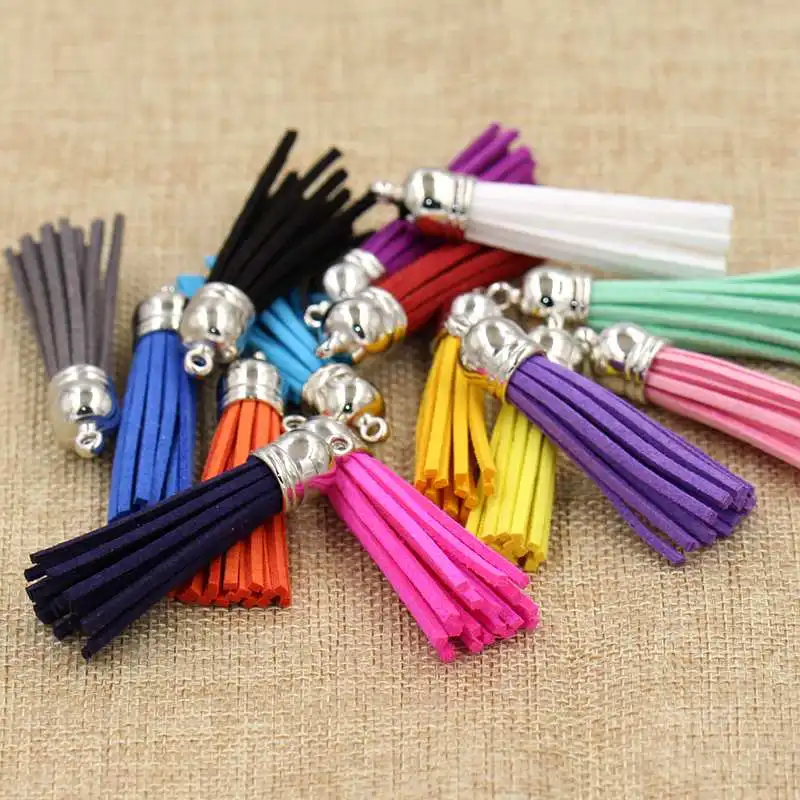 

(15pcs/lot) 55mm Length Suede Tassel For Keychain Cellphone Straps Purses Backpacks Jewelry Charms