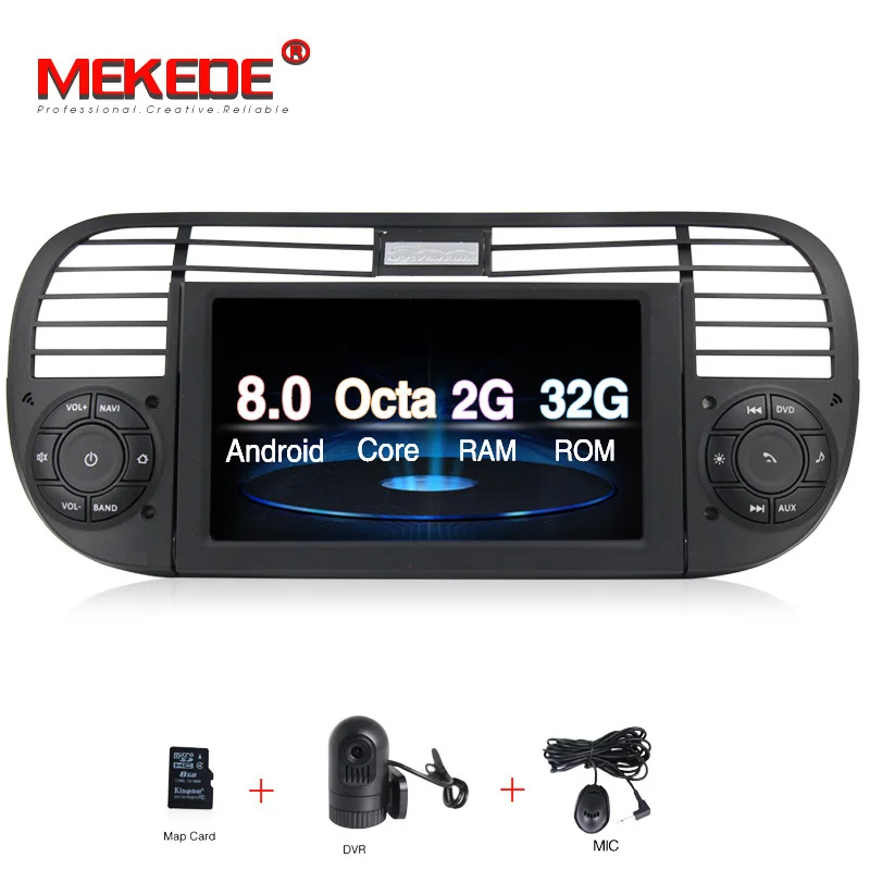 Mekede android8.0 автомобильный мультимедийный плеер для Fiat 500 2007- Восьмиядерный 32 ГБ rom с Wi-Fi bluetooth радио - Цвет: black dvr
