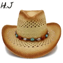 Для женщин Для мужчин ковбойские шляпа с богемный оболочки группа для леди джентльмен пляж солнце сомбреро Пастушка Hat Размеры 58 см a0118