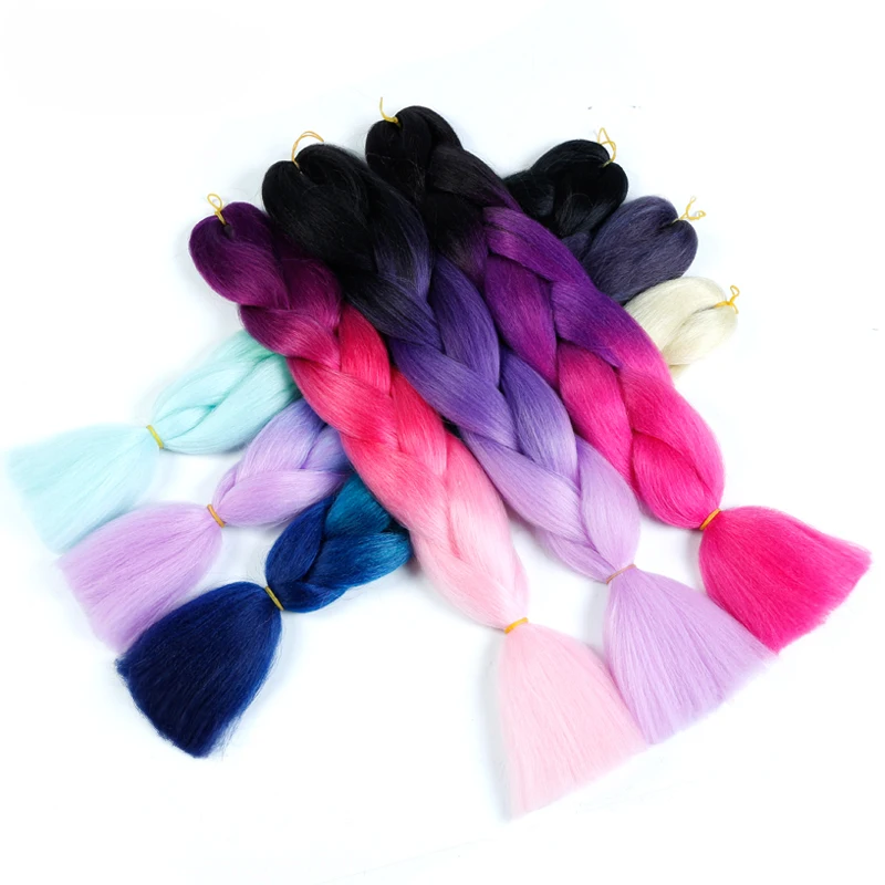 Джамбо косички аксессуары для волос длинные, радужной расцветки синтетические плетеные волосы крючком светлые серые волосы для наращивания африканские вязки