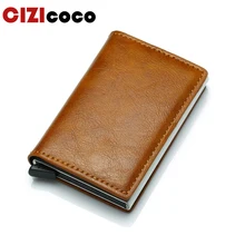 Cizicoco Противоугонный Мужской винтажный кредитный держатель для карт, блокирующий Rfid кошелек из искусственной кожи унисекс, металлический кошелек для информации о безопасности Cizicoco Противоугонный Мужской винтажный кредитный держатель для карт, блокирующий Rfid кошелек из искусственной кожи унисекс, металлический кошелек для информации о безопасности