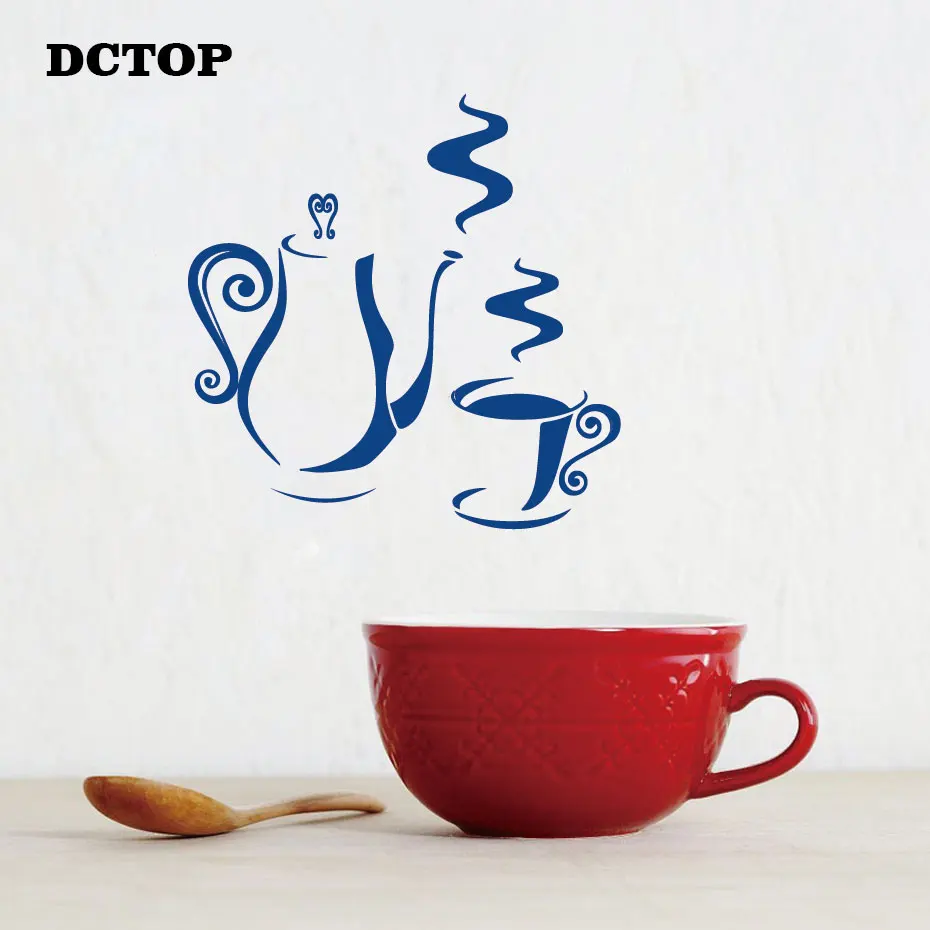 Fragrant Coffee Pot Cup Wall Sticker Kitchen Dining Room Decals For Coffee Shop Store Vinyls DIY Wall Art Home Decorative Mural (5)