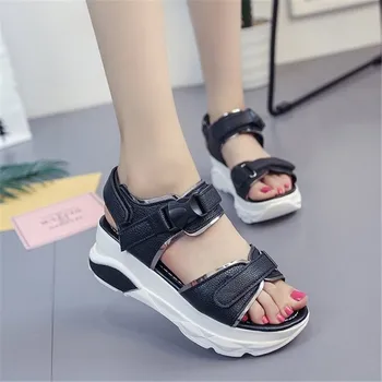

2019 New Fashion Women Platform Sandals Ladies Casual Peep-toe Wedges Shoes Woman Sandalias Mujer Black White sandals