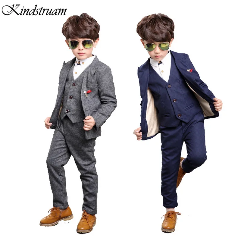 2017 Gentleman Style Boy s Formal Suits Spring Blazer Shirt Vest Pants 4 Pcs Set Children