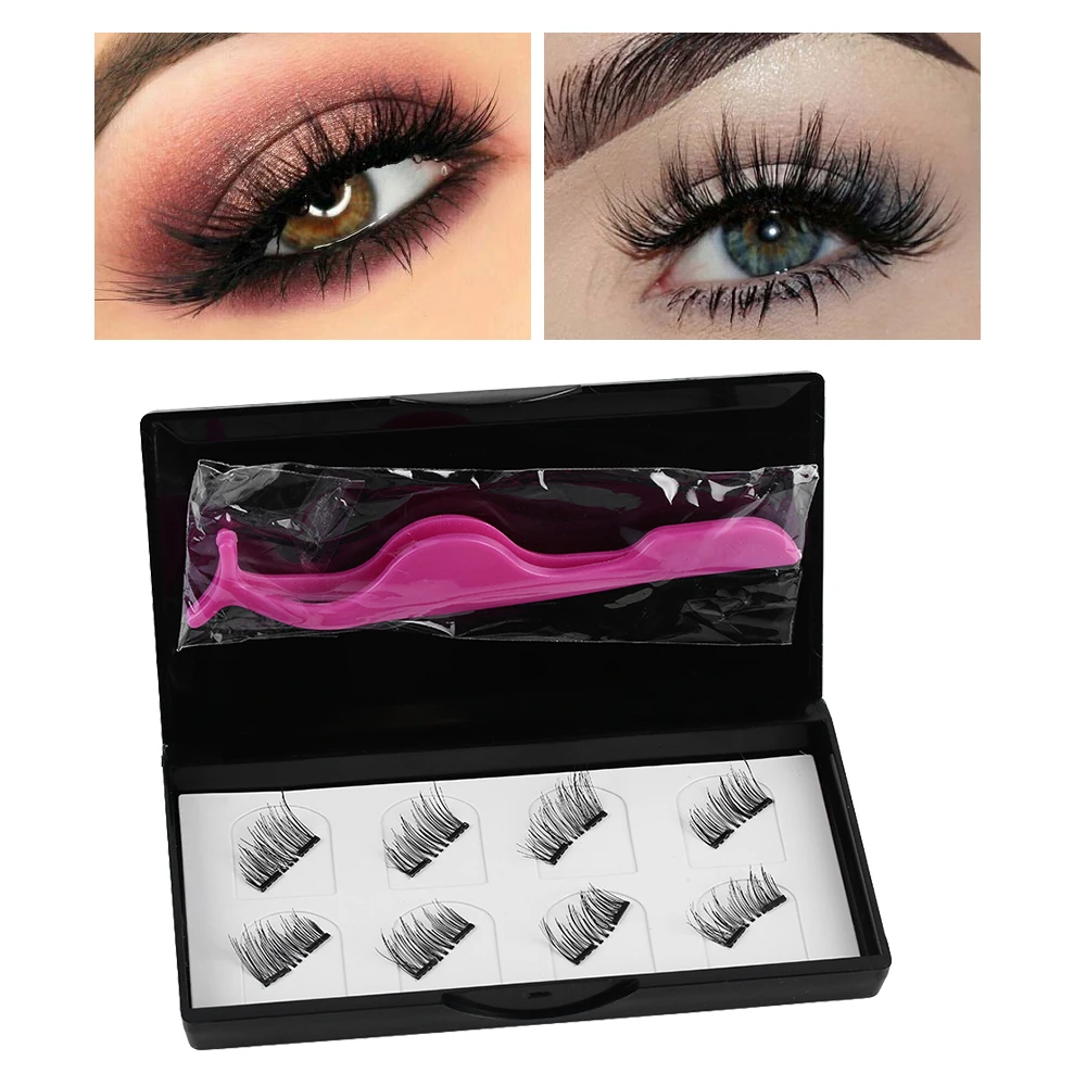 1set Makeup Dual False Eyelashes Gluefree Reusable Invisible Eyelashes With