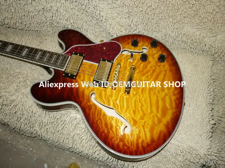 

New Arrival Honey Burst Hollow Jazz Guitar Gold Hardware Wholesale Guitars