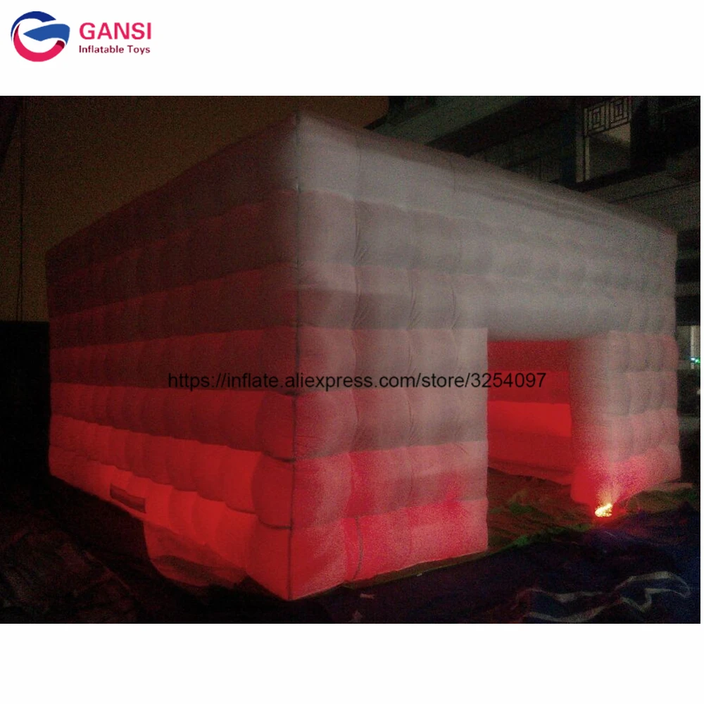 7*7*4M Commercial Inflatable Toy Tent Led Light Marquee Outdoor Giant Inflatable Cube Event Tent For Wedding Party