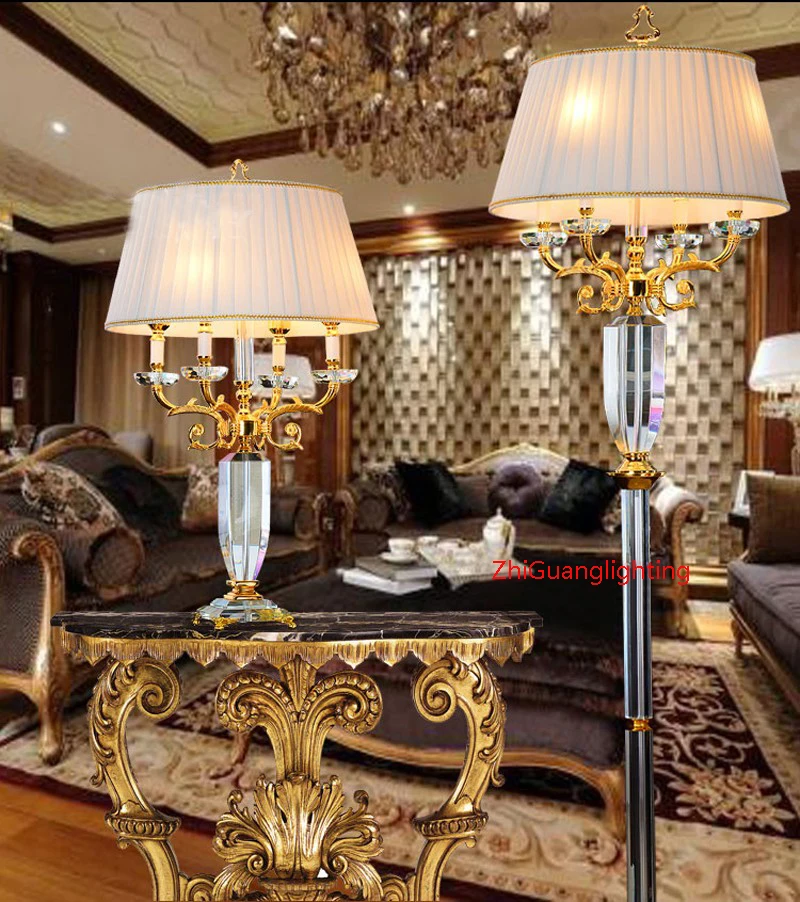Европейский торшер с кристаллами, гостиная, вилла, Вертикальный Торшер, золотой торшер с кристаллами, торшер для гостиной