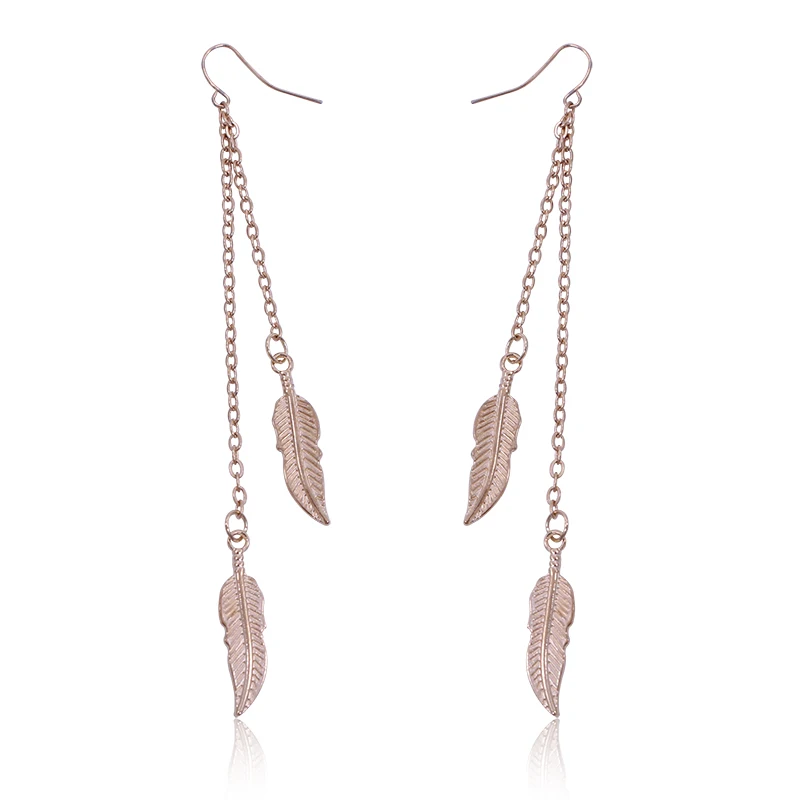Мода сплава ухо Jewelry длинные металлические Перо Серьги для Для женщин чешские