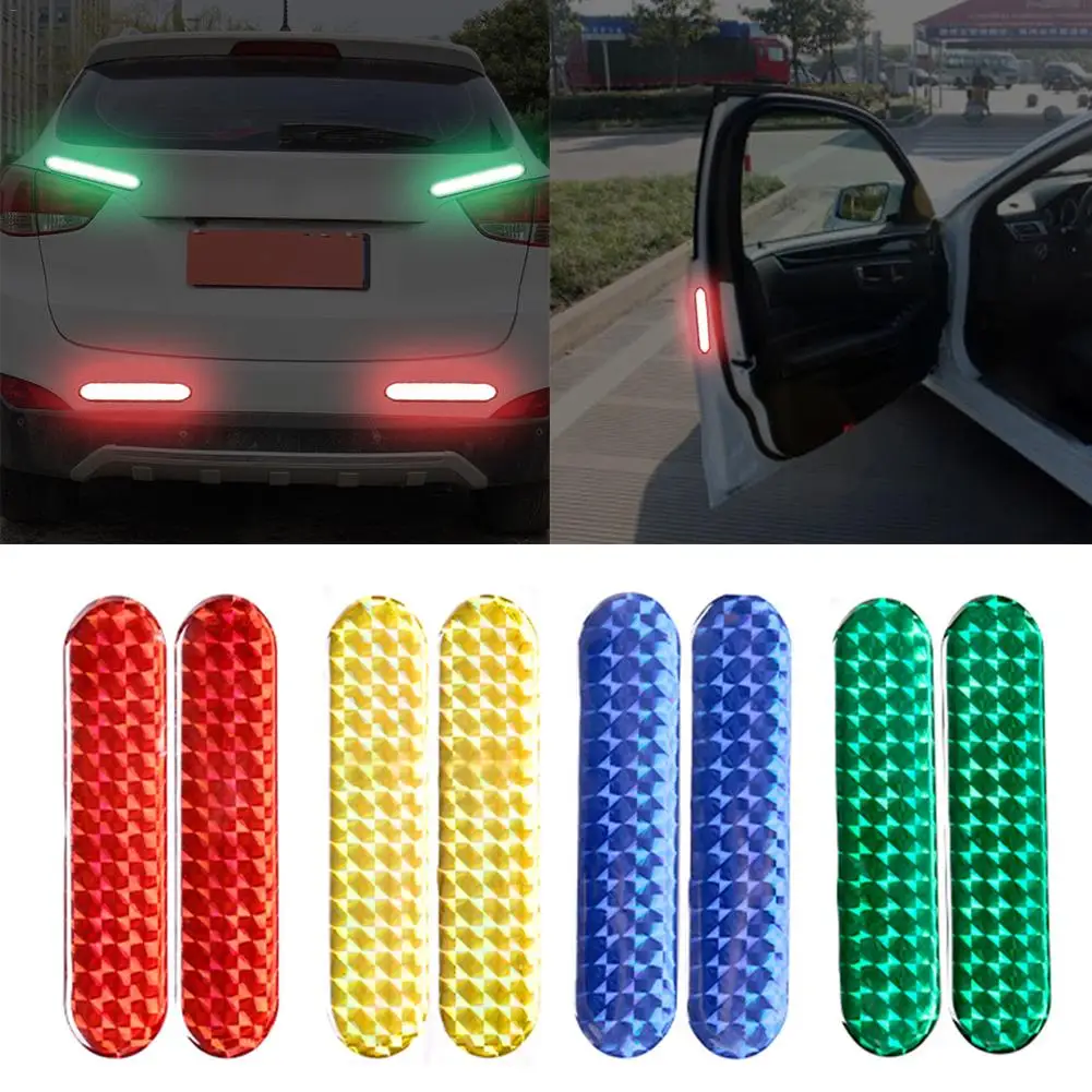 2Pc Car Reflective Stripe Adhesives Warning Wheel Eyebrow Safety Warning Sticker