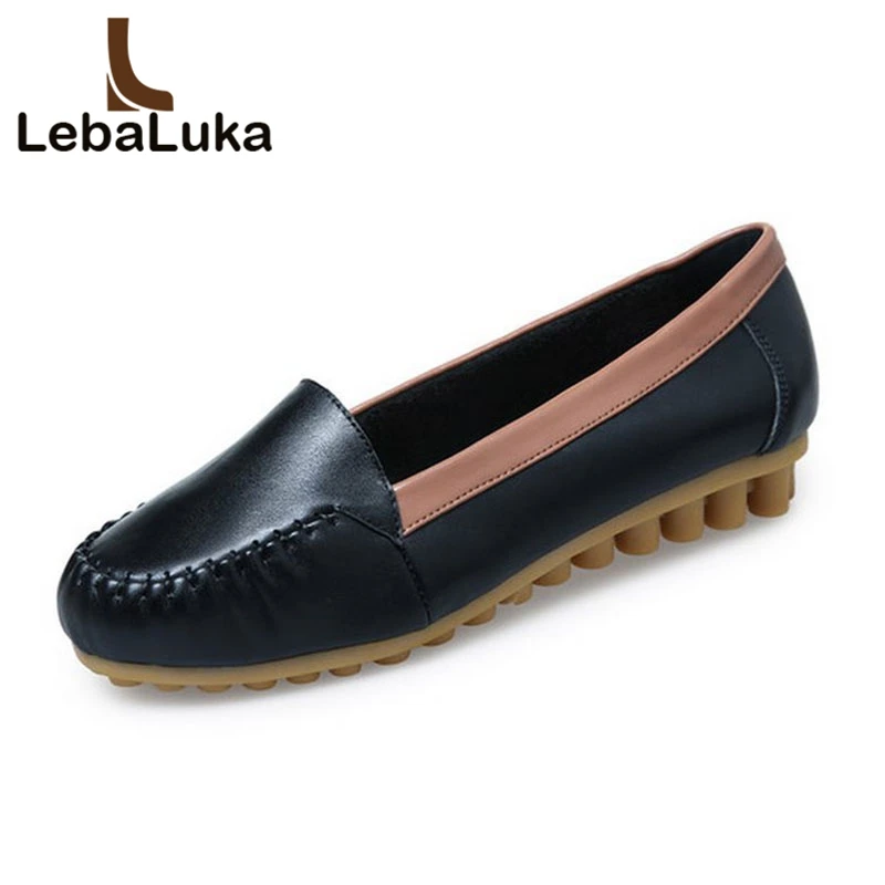 

Tuyoki Office Ladies Flats Bean Real Genuine Leather Shoes Women Round Toe Solid Color Flats Shoes Women Footwears Size 34-39