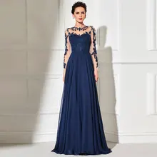 Tanpell Elegant Evening Dress Scoop Neck Long Sleeves Button Appliques Floor Length Women Party Gown A Line Evening Dress Tanpell Elegant Evening Dress Scoop Neck Long Sleeves Button Appliques Floor Length Women Party Gown A Line Evening Dress