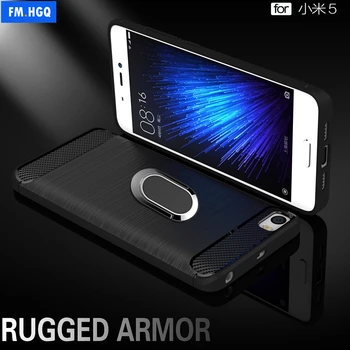 

Silicone TPU Soft Carbon Fiber Cases for Xiaomi Mi 5 Magnetic Car Mount Ring Stand Holder for Xiaomi5 Mi 5 case Funda Coque