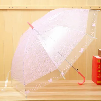 

Lace Transparent Umbrella Long-handled Automatic Plastic Transparent Umbrella Creative Environmental Protection Gift Umbrella