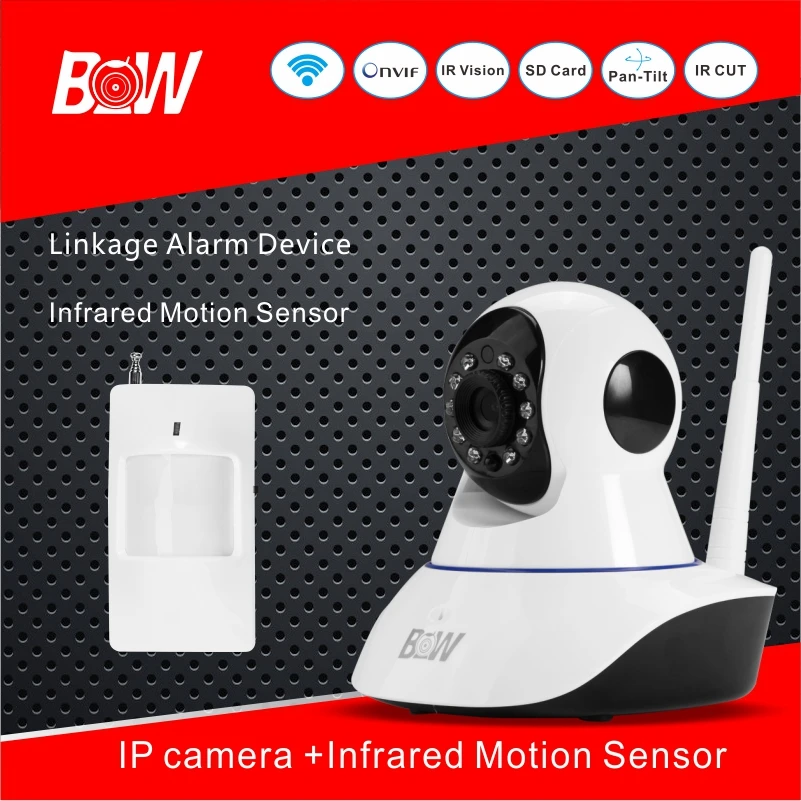 

Home Video Surveillance Camera Wifi Wireless 720P PTZ Onvif P2P + Infrared Motion Sensor Alarm Systems Security IP Camera BW02S