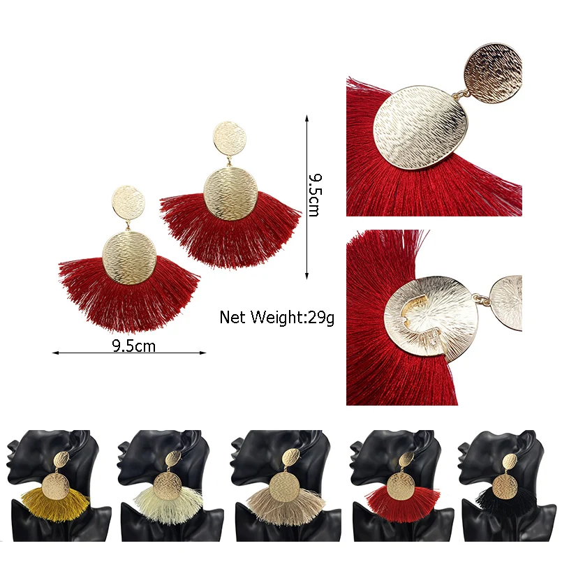 MANILAI 5 Colors Bohemian Tassels Earrings Fashion Jewelry Women 2018 Big Drop Dangle Hi-Q Alloy Fringed Statement Earrings Long