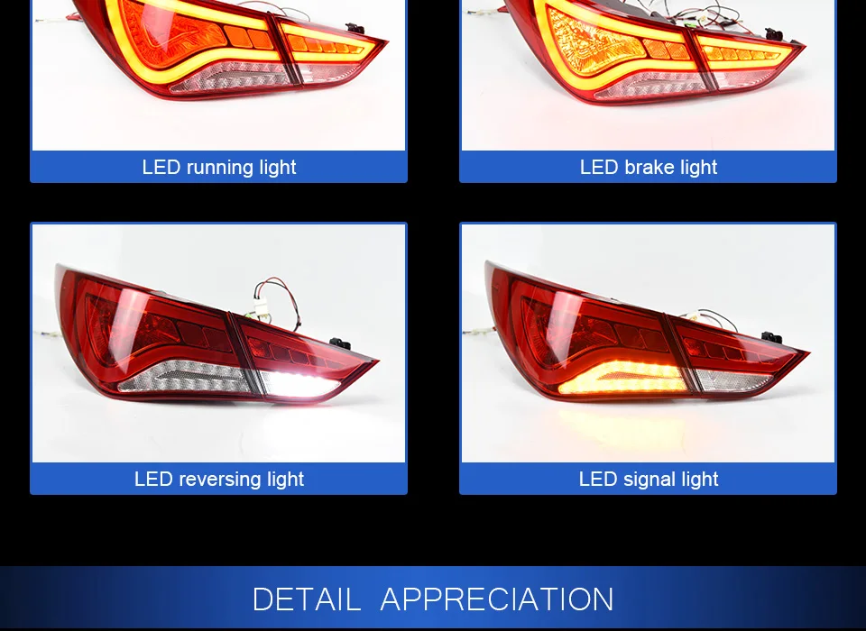 AKD автомобильный Стайлинг для hyundai Sonata задние фонари 2011- Sonata YF светодиодный задний фонарь DRL сигнал тормоза заднего хода авто аксессуары