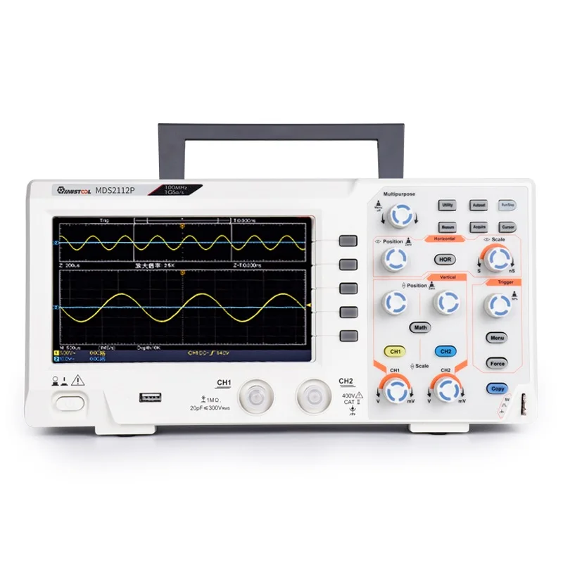 

MUSTOOL MDS2112P Ultra-thin Dual Channel Digital Storage Oscilloscope With 100MHz 1GS/s 7" TFT Screen Automatic Waveform Measure
