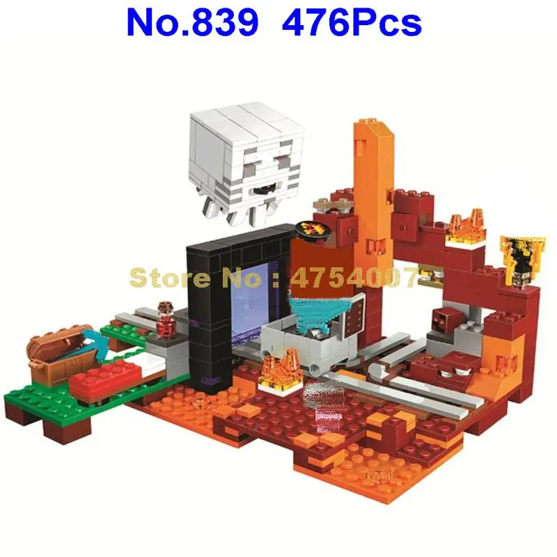 

839 476pcs my world the nether hell portal building blocks 3 figures 21143 Toy