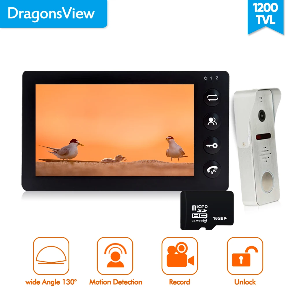Видеодомофон Dragonsview для дома видеодомофон 7 дюймов с широкоугольным монитором