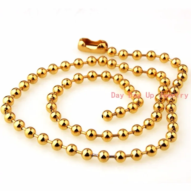 6mm Top Design Polished 316l Stainless Stee Gold Bead Ball Chain 6mm Top Design Polished 316l Stainless Stee Gold Bead Ball Chain Mens Boys Necklace Bracelet