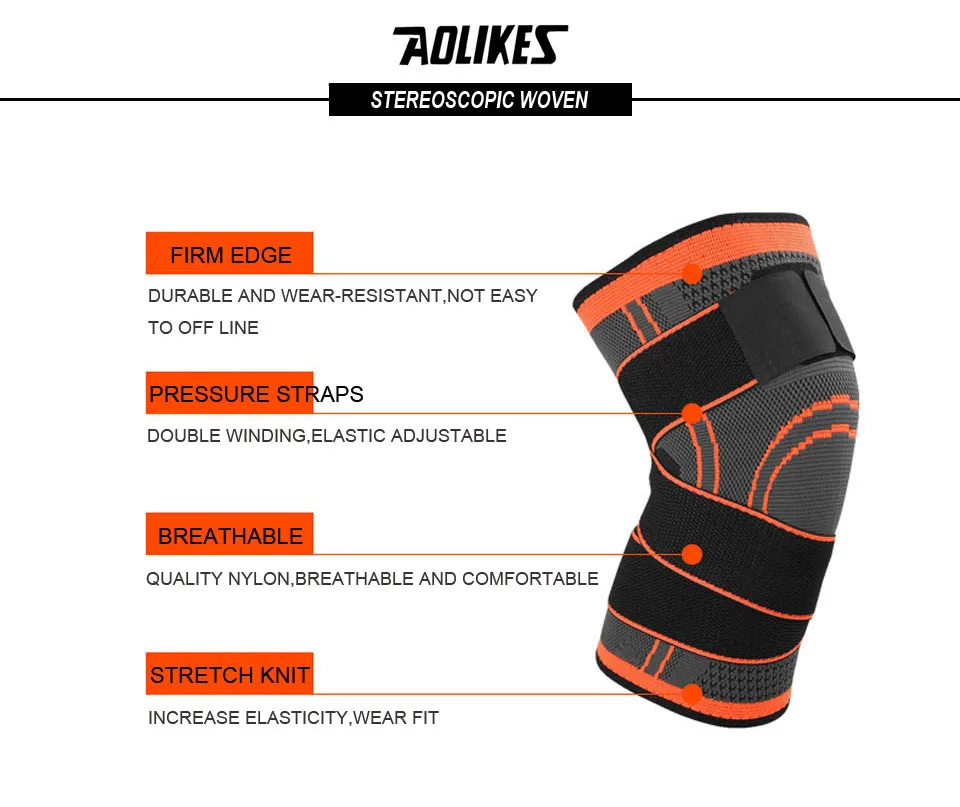 

1Pcs Nylon Runing Volleyball Bandage Kneepad Crossfit Mens Neoprene Professional knee Pad Leg Sleeves Brace For Powerlifting