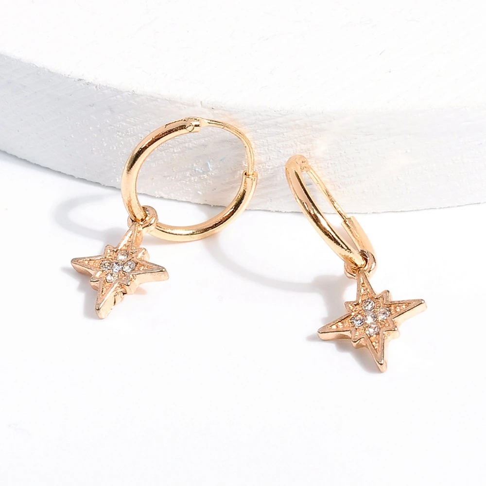 

1Pair Boho Alloy Fashion Gold Color Dangle Earring for Women Metal Cartilage Cross Heart Pendant Earrings Nice Jewelry