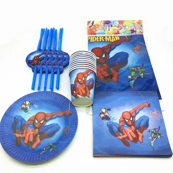 

51Pcs Spiderman Theme Design Kids Boy Birthday party Paper Platea Cupa Napkina Straw Tablecloth Disposable Tableware Supplies