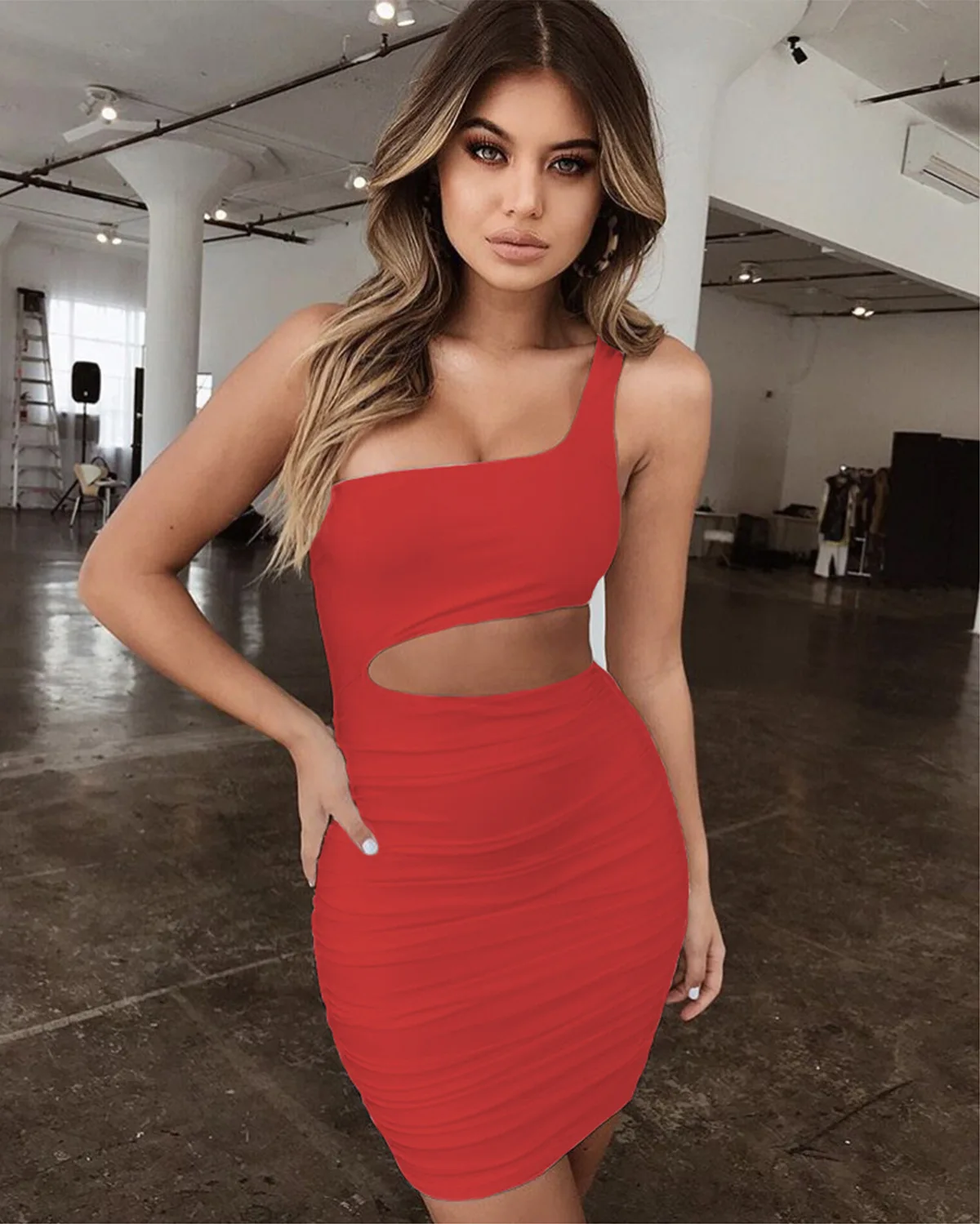 

sexy and club sheath one-shoulder woman dresses fashion and American style solid body con mini female dresses