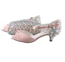  BS1384 Custom Made Block Heel Women  Dress Pumps Bridal Wedding Shoes Mint Green Crystal Pearl Shoes With Matching Bag Set 