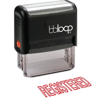 

BBloop "REGISTERED" Outline Self-Inking Stamp, Rectangular, Laser Engraved, RED