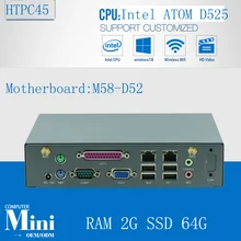 Мини медиаплеер minipc тонкие вычисления D525 поддержка системы win 7 XP! Оперативная память 2G SSD 64G