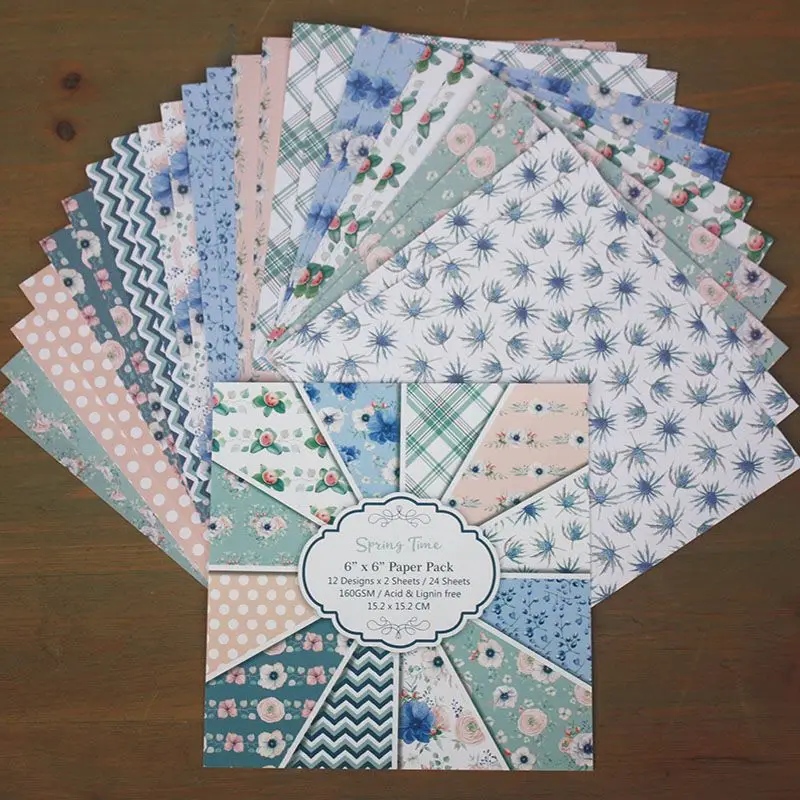 

24Pcs/Pack Single-Side Printed Flower Pattern Decorative Scrapbooking Paper DIY Spring Time Background Craft Paper