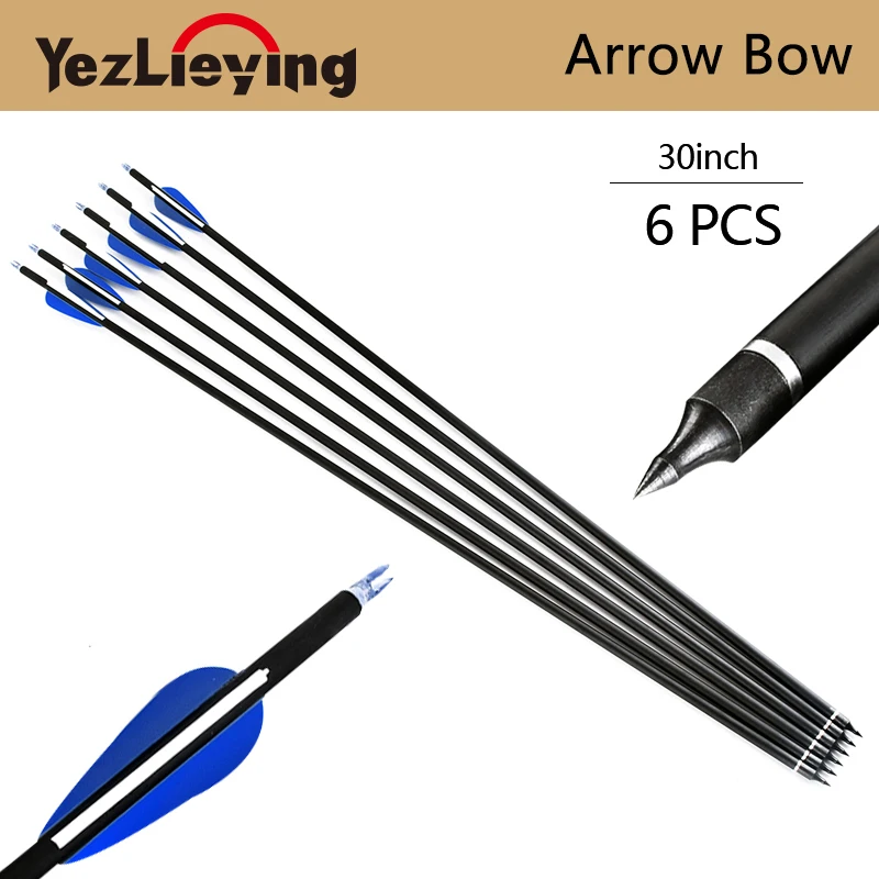 

6pcs 30-inch spine 400 carbon arrows composite and resurrection bow hunting and archery shooting target replaceable arrows