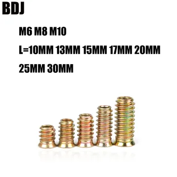 

20pcs M6 M8 M10 Zinc Alloy Iron Inside And Outside Teeth Carbon Steel Hex Socket Drive Insert Nuts Threaded For Wood Furniture