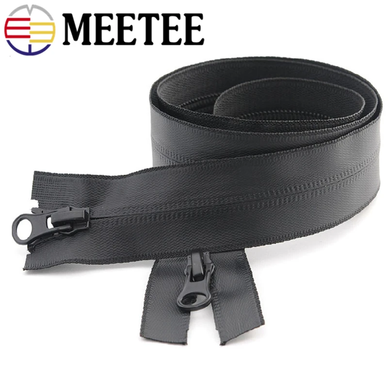 

2pc Meetee 5# 20-100cm Waterproof Invisible Zippers Open End Double Slider for Sewing Reverse Outdoor Jackets Clothing Accessory