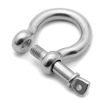 

2pcs M10 D-Ring Screw Pin Anchor Bow Shackle Rigging European Style for Chains Wirerope Bow Shackles Recovery Rigging Tow