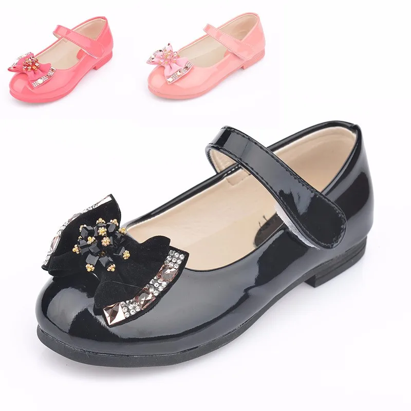 Детская кожаная обувь для девочек; обувь для мам и детей; обувь на плоской подошве из искусственной кожи для девочек; ; обувь для принцессы; дешевая обувь на липучке