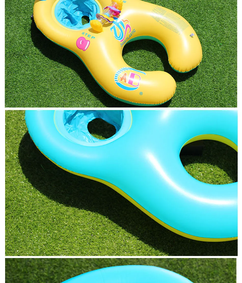 Safe Baby Inflatable Ring Baby Float Children Swimming Circle Pool Accessories Inflatable Wheels With Adjustable Sunshade Seat